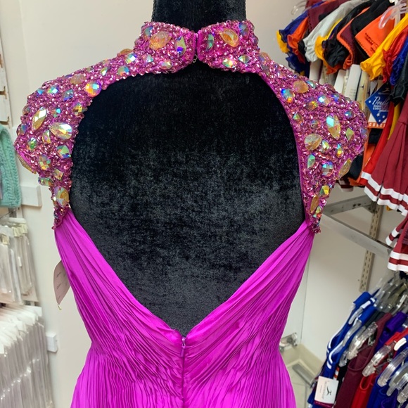 Sz 10 Cassandra Stone Mac Duggal Purple Beaded Prom Homecoming Pageant gown NWT - Picture 5 of 7